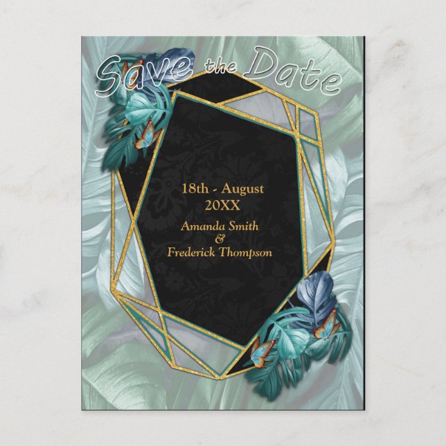 Cartão Postal De Anúncio Borboletas do Paraíso/Explosão Tropical Turquesa (Frente)