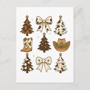 Cartão Postal De Anúncio Botas de Cowboy de Natal Ocidental Papai Noel Nata