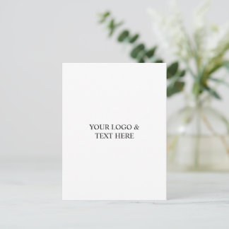 Cartão Postal De Anúncio Branco Personalizado – Seu Logotipo e Texto Aqui