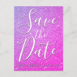 Cartão Postal De Anúncio Brilho de Parada de Aniversário Rosa Púrpura Salva