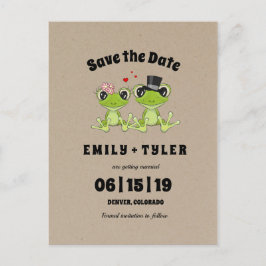 Cartão Postal De Anúncio Brincadeira de Sapo do Amor Salve a Data