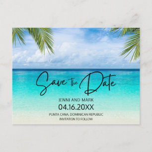 Cartão Postal De Anúncio Budget Beach Wedding Salvar A Data
