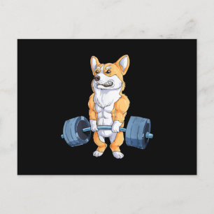 Cartão Postal De Anúncio Buff Power Levantando Corgi Bodybuilder