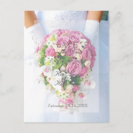 Cartão Postal De Anúncio Buquê da Flor Branca Casamento Salve a Data