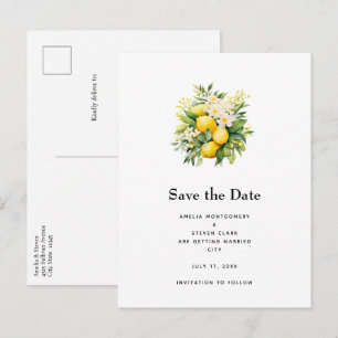Cartão Postal De Anúncio Buquê de limão com Casamento de Brilhos Brancos