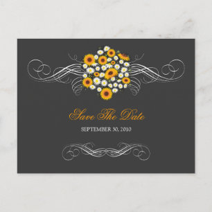 Cartão Postal De Anúncio Buquê Elegante Sunflower & Daisies Salvar a Data