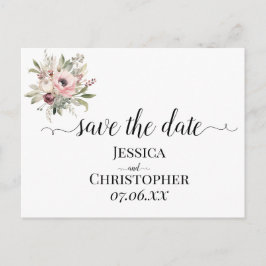 Cartão Postal De Anúncio buquê floral aquarela rústica