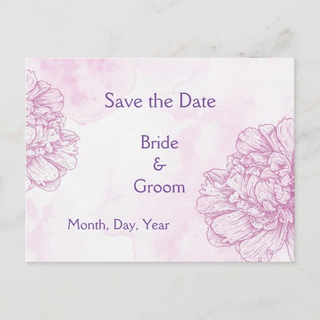 Cartão Postal De Anúncio Burgundy Flowers  Save the Date Wedding Invites (Frente)