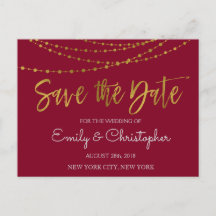 Burgundy Marsala e Gold Foil salvam a data