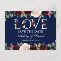 Burgundy Watercolor Floral Love Blue Salvar Data