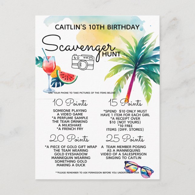 Cartão Postal De Anúncio Caça ao tesouro na praia à beira-mar (Frente)