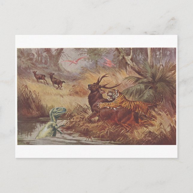 Cartão Postal De Anúncio Caça de Dino - (Frente)