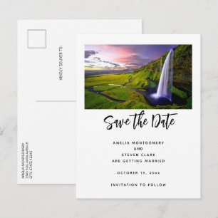 Cartão Postal De Anúncio Cachoeira Islandesa Foto de Casamento da Natureza