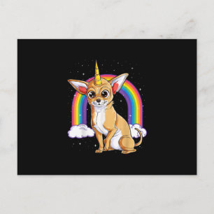 Cartão Postal De Anúncio cachorro chihuahua meninas unicórnio espaço galáxi