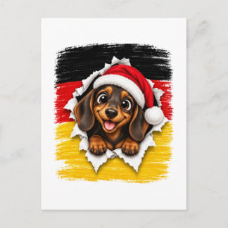 Cartão Postal De Anúncio Cachorro-salsicha de Natal alemão