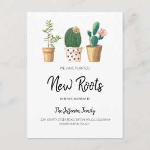 Cartão Postal De Anúncio Cacto Chic Plantado Novas Raízes Movidas Mudando