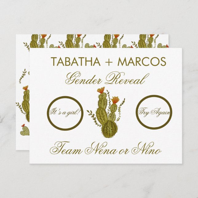 Cartão Postal De Anúncio Cactus Gender Revement DIY Faux Scratch Cards (Frente/Verso)