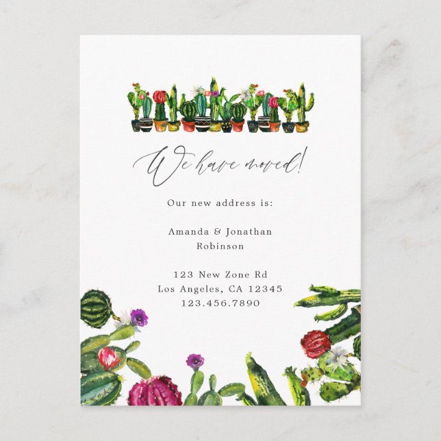 Cartão Postal De Anúncio Cactus Suculta Novo Endereço (Frente)