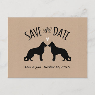 Cartão Postal De Anúncio Cães Pastor Alemão Casamento Salvar a Data