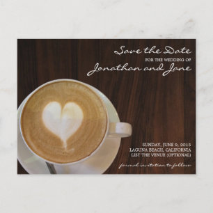 Cartão Postal De Anúncio Café Barrista Café Latte Casamento Salve a Data