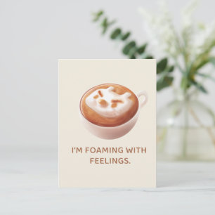 Cartão Postal De Anúncio Café Trocadilho: Iron T Espumando Com Sentimentos