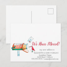 Caixa de correio em aquarela Natal Nós nos mudamos