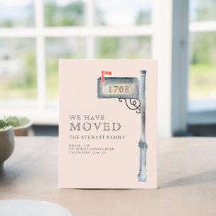 Cartão Postal De Anúncio Caixa de correio pintada cor d'água nova cor-de-ro