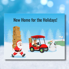 Cartão Postal De Anúncio Caixas de mudança de Papai Noel com Rena no campo