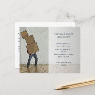 Cartão Postal De Anúncio Caixas Movimentadas Engraçadas Nova Casa