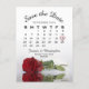 Cartão Postal De Anúncio Calendário de Casamento de Rosa vermelha Elegante  (Frente)