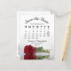 Cartão Postal De Anúncio Calendário de Casamento de Rosa vermelha Elegante  (Frente/Verso In Situ)