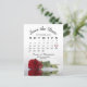 Cartão Postal De Anúncio Calendário de Casamento de Rosa vermelha Elegante  (Em pé/Frente)