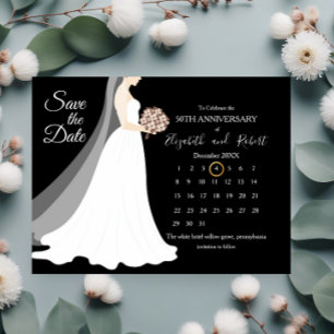 Cartão Postal De Anúncio Calendário de Datas de Aniversário de Bodas de 50