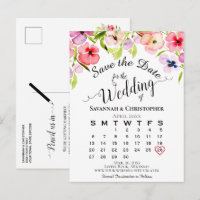 Calendário de Noivado com Penseiras em Aquarela