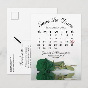 Cartão Postal De Anúncio Calendário de Noivado Rosa Verde Esmeralda Salve a