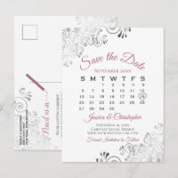 Calendário de Salve o Dia de Casamento Rosa Empoei