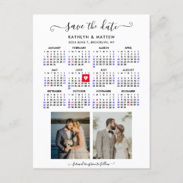 Cartão Postal De Anúncio Calendário minimalista 2 Foto 2024 Salvar a Data