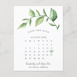 Cartão Postal De Anúncio Calendário Rustic Greenery Save the Date