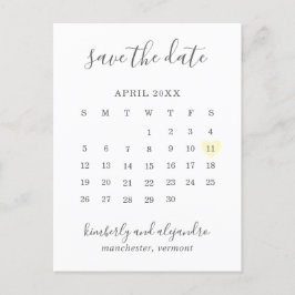 Cartão Postal De Anúncio Calendário Simples Coração Amarelo Pastel Salve a