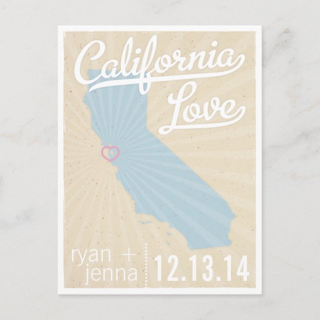 Cartão Postal De Anúncio California Love Save the Date Postcard (Frente)