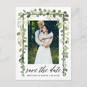 Cartão Postal De Anúncio Caligrafia Botânica Enquadre Data de Salvamento