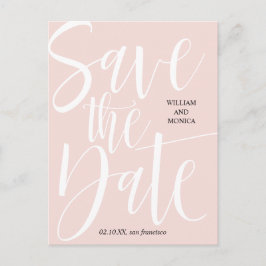 Cartão Postal De Anúncio Caligrafia | Casamento moderno rosa branco