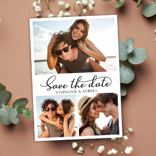 Cartão Postal De Anúncio Caligrafia de Orçamento 3 Colagem de Fotos Salve a