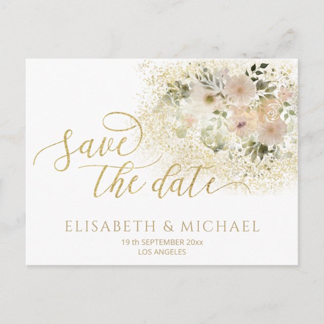 Cartão Postal De Anúncio Caligrafia floral romântica suave (Frente)