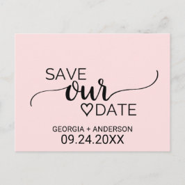 Cartão Postal De Anúncio Caligrafia Simples Rosa Esmagadora Salve nossa Dat