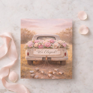Cartão Postal De Anúncio Caminhão Antigo Rosa Floral Aquarela Nós Fugimos