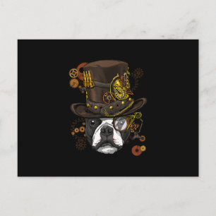 Cartão Postal De Anúncio Camiseta de cão Steampunk Boston Terrier Lover