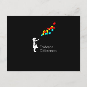 Cartão Postal De Anúncio Camiseta Peça de Puzzle do Autismo Conscientização