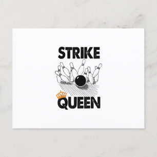 Cartão Postal De Anúncio Camiseta Rainha do Strike de Bowling Engraçado Gif