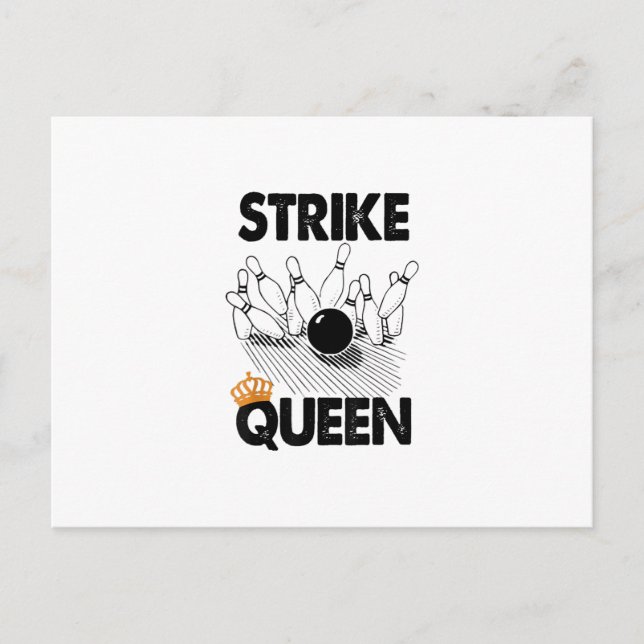 Cartão Postal De Anúncio Camiseta Rainha do Strike de Bowling Engraçado Gif (Frente)